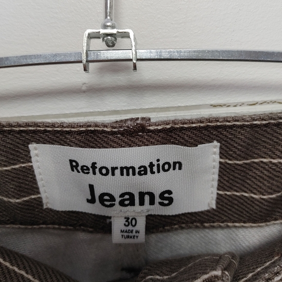 Reformation Wilder high rise pinstripe wide leg jeans size 30 - Picture 4 of 16